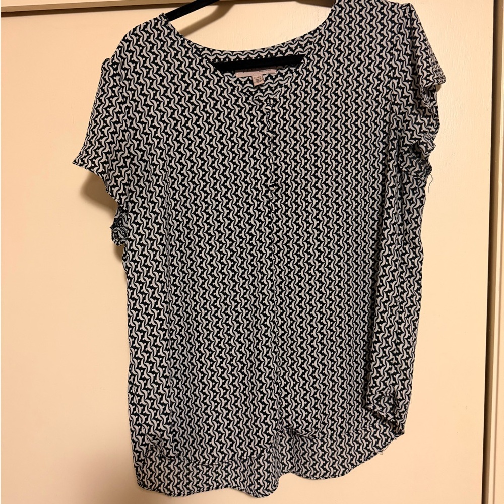 Philosophy Women's Black and White Patterned Top xl